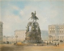 The equestrian monument of Nicholas I of Russia on St Isaac's Square in Saint Petersburg. Artist: Charlemagne, Iosif Iosifovich (1824-1870)
