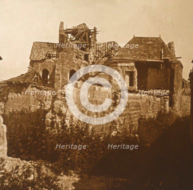 Ruined church, Beaumont-sur-Vesle, northern France, c1914-c1918. Artist: Unknown.