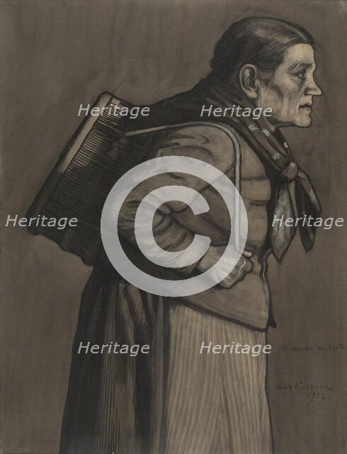 Woman Carrying a Milk Cask, 1902. Creator: Juho Rissanen.