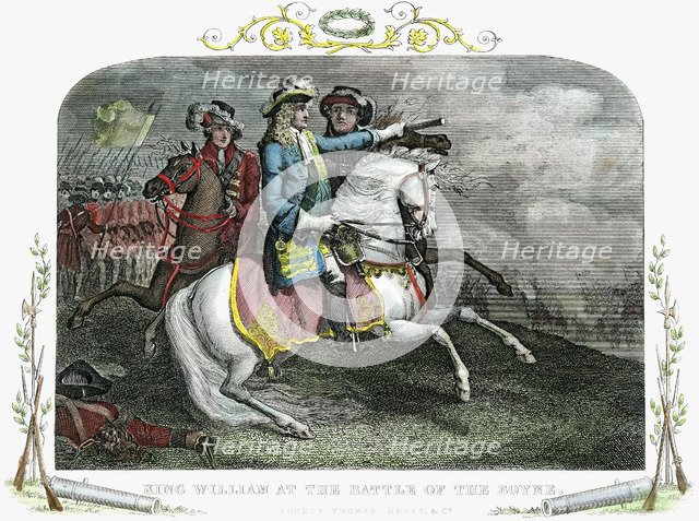 William III, King of Great Britain and Ireland, at the Battle of the Boyne, 1690. Artist: Unknown
