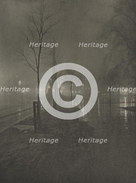Wet Night, Columbus Circle, New York, 1899. Creator: William A. Fraser.