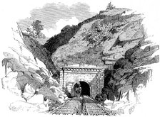 Locomotive emerging from the Kingwood Tunnel through the Alleghany Mountains, 1861. Artist: Unknown