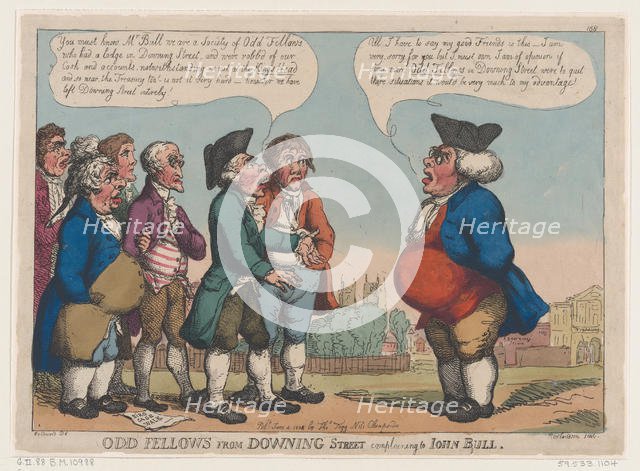 Odd Fellows from Downing Street Complaining to John Bull, June 4, 1808., June 4, 1808. Creator: Thomas Rowlandson.