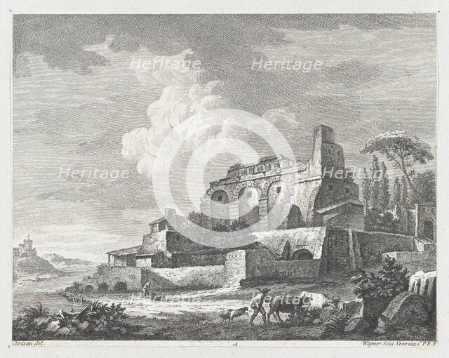 Landscape with Ruins, ca. 1750-70. Creator: Joseph Wagner.