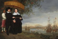 VOC Senior Merchant with his Wife and an Enslaved Servant, c.1650-c.1655. Creator: Circle of Aelbert Cuyp.