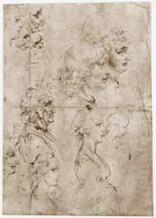 'Heads of Girls, Young and Old Men', 1478-1480. Artist: Leonardo da Vinci