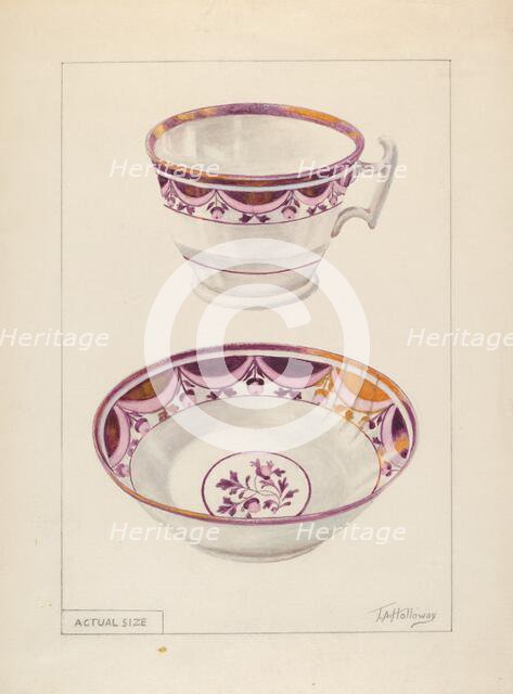 Cup and Saucer, c. 1936. Creator: Thomas Holloway.