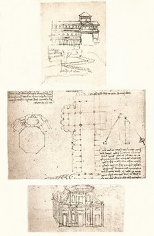 Three drawings of churches, c1472-c1519 (1883). Artist: Leonardo da Vinci.