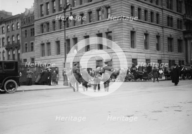 Morgan funeral - newspaper photographers arrested in Stuyvesant Sq., 1913. Creator: Bain News Service.