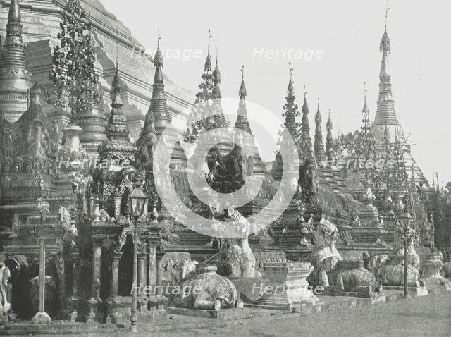 The base of the Grand Pagoda, Rangoon, Burma, 1895.  Creator: Unknown.