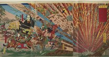 Battle of Nanba (Nanba senki no uchi), Japan, after 1871. Creator: Kawanabe Kyosai.
