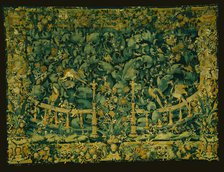 Large Leaf Verdure with Balustrade and Birds, Southern Netherlands, 1550/75. Creator: Unknown.