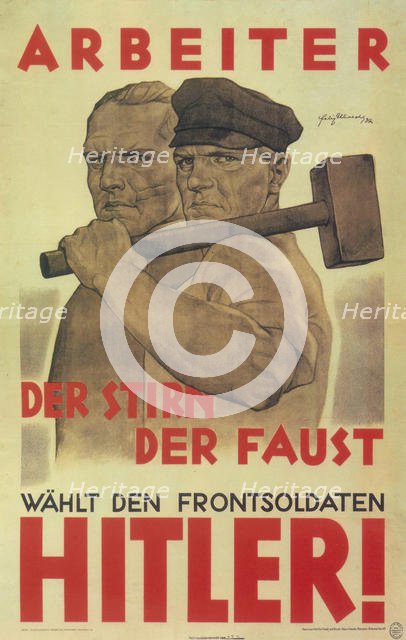 Vote for the front Soldier Hitler!, 1932. Artist: Albrecht, Felix (active 1932-1941)