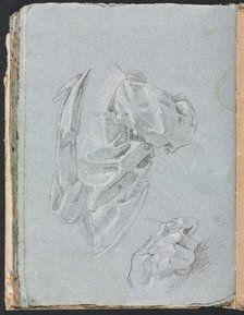 Verona Sketchbook: Drapery study with left hand (page 86), 1760. Creator: Francesco Lorenzi (Italian, 1723-1787).