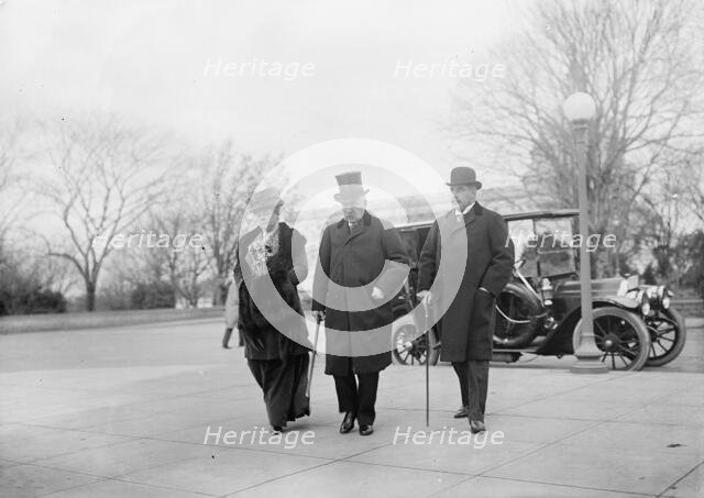 J. Pierpont Morgan Jr., right, with Father And Mrs. Herbert Satterlee, 1912. Creator: Harris & Ewing.