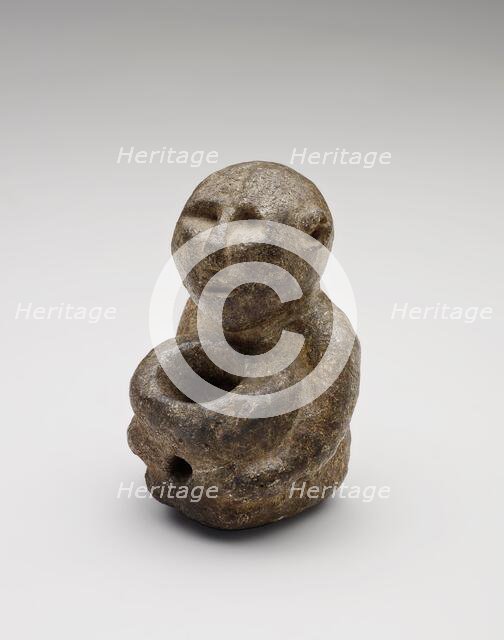 Human effigy pipe bowl, 1000 BCE-1500 CE. Creator: Unknown.