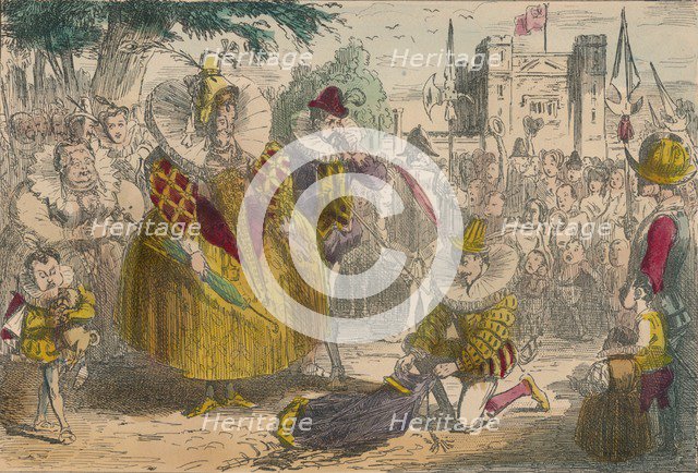 Queen Elizabeth and Sir Walter Raleigh, 1850. Artist: John Leech