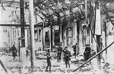 English troops inside the ruins of the Post Office, Anti-English Irish uprising, Dublin, May 1916. Artist: Unknown