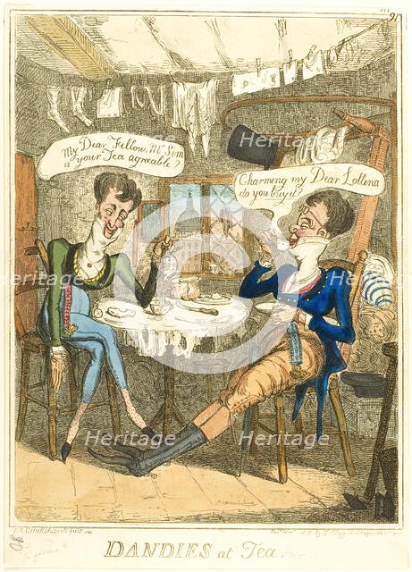Dandies at Tea, 1818. Creator: Isaac Robert Cruikshank.