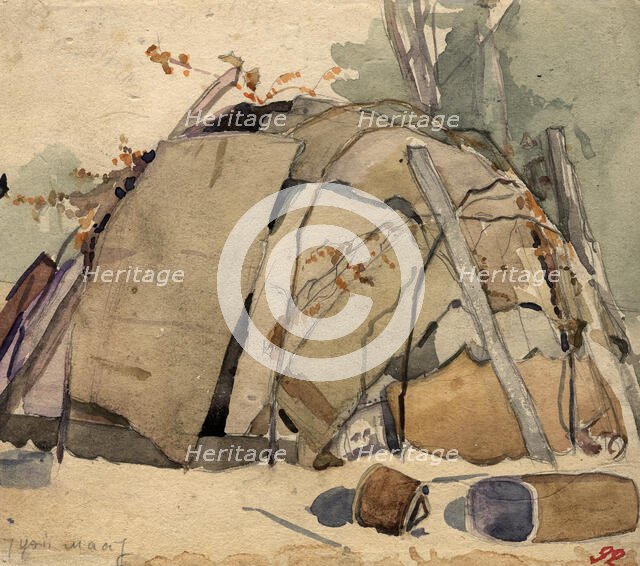 Birch bark yurt. Selkups, 1920. Creator: A. G. Vargin.