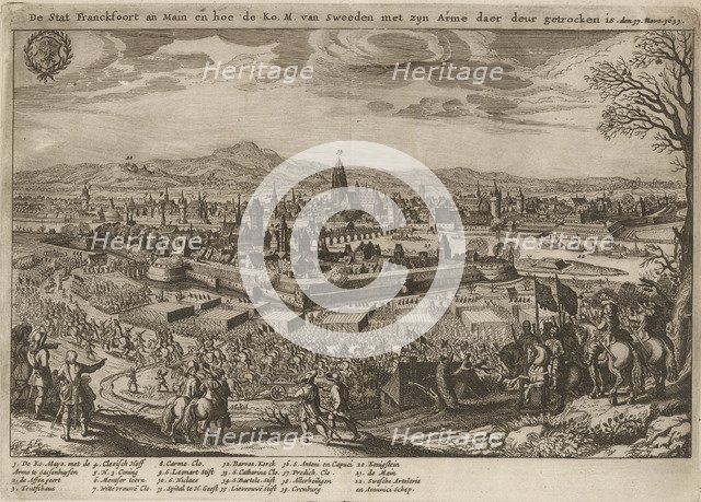 Contrafacter of Frankfurt am Main with passage of the Swedes under Gustav Adolf on 17th November 163