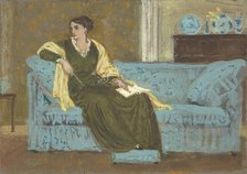 Woman Seated on a Sofa, 1865-1915. Creator: Walter Crane.