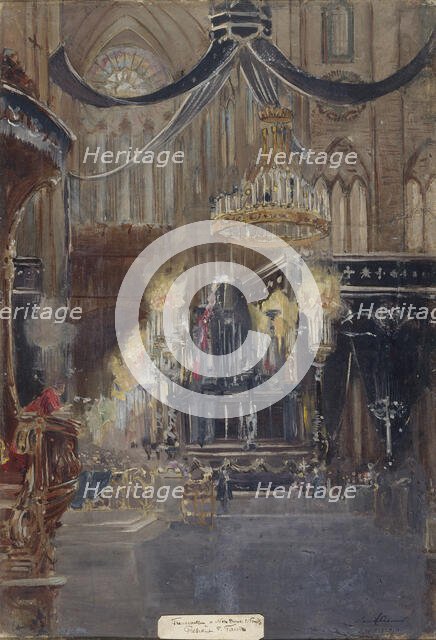 Funeral of President Félix Faure, in Notre-Dame, on February 23, 1899, c1899. Creator: Jean Baptiste Edmond Allouard.