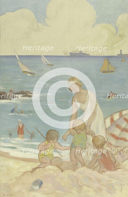 The sea: sketch for the playground of the girls' school in rue Dupleix..., c.1933.  Creator: Henri Nozais.