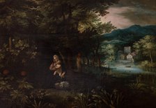 Landscape with the Scene of the Rest on the Flight into Egypt, 1st half of 17th century. Creator: Unknown.