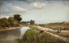 French River Landscape with a Bridge, 1866. Creator: Anton Melbye.