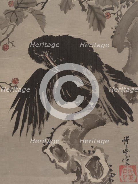 Crow on a Branch, ca. 1887. Creator: Kawanabe Kyosai.