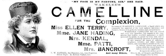 Advertisement for Wakelee's Camelline for the Complexion, 1895. Creator: Unknown.