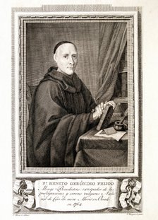 Fray Benito Feijoo Geronimo (1676-1764), Spanish Benedictine monk and scholar, engraving of the c…