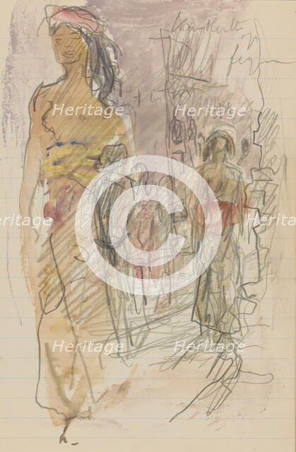 Street with Indonesians in traditional costume, 1931. Creator: Marius Bauer.