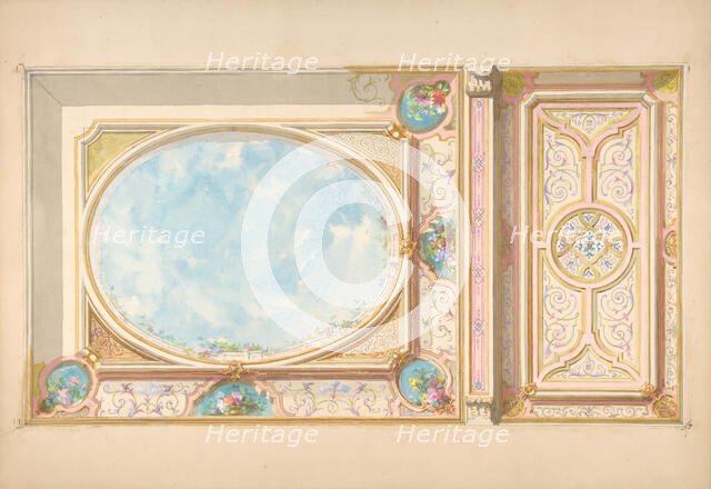 Design for a ceiling, second half 19th century. Creators: Jules-Edmond-Charles Lachaise, Eugène-Pierre Gourdet.