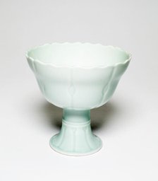 Celadon glazed lotus stemcup, Qing dynasty (1644-1911), Qianlong reign, 18th/19th century. Creator: Unknown.