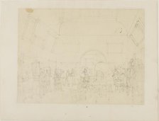 Study for British Institution, Pall Mall, from Microcosm of London, c. 1808. Creator: Augustus Charles Pugin.