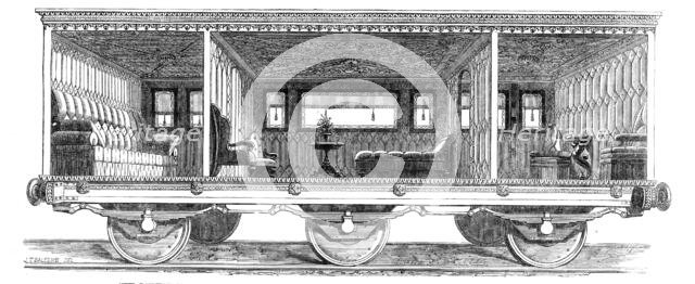 New railway carriage built for the use of the Prince and Princess of Wales on the Great East...1864. Creator: Unknown.
