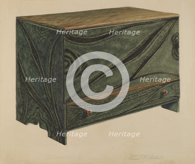 Painted Wooden Chest, c. 1938. Creator: Daniel Fletcher.
