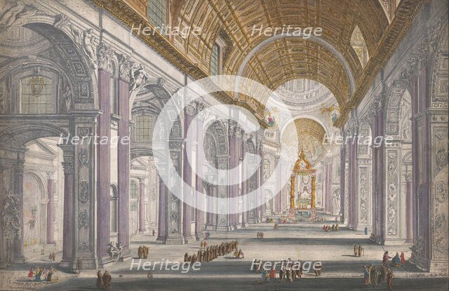 View of the interior of the St. Peter's Basilica in Vatican City, 1700-1799. Creator: Anon.