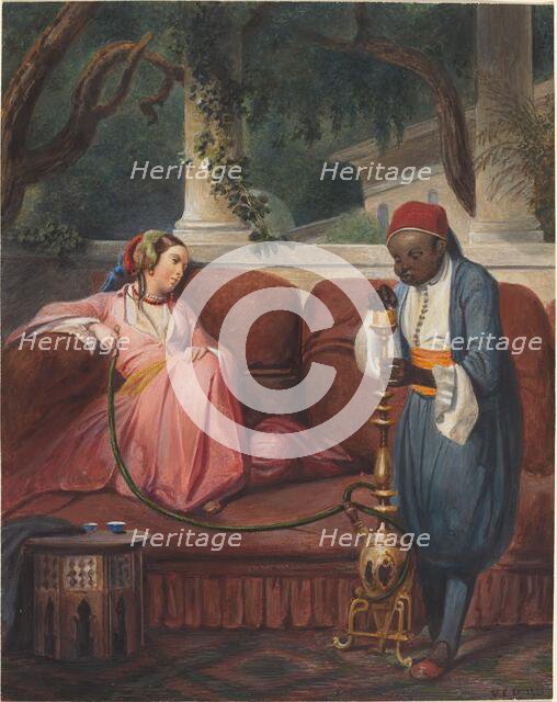 Oriental Woman with a Waterpipe, probably 1845. Creator: Master VCD.