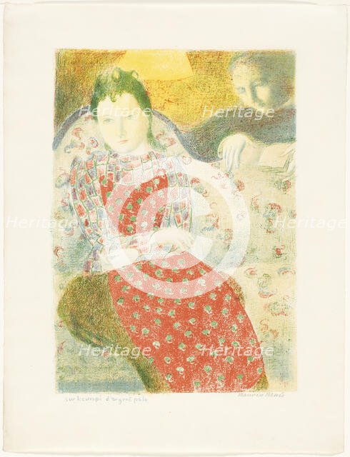 On the Pale Silver Sofa, plate ten from Love, 1898, published 1899. Creator: Maurice Denis.