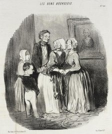 Au nouvel an, visite obligée à la tante Rabourdin, 1847. Creator: Honore Daumier.