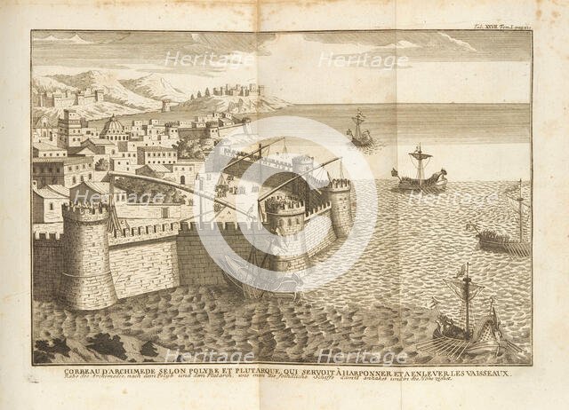 The Claw of Archimedes. Illustration from The Histories by Polybius, 1759-1760. Creator: Anonymous ().