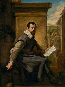 Portrait of a Man with a Sheet of Music, about 1620. Creator: Domenico Fetti.