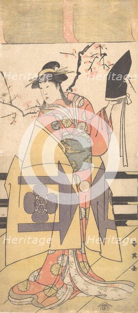 The Third Segawa Kikunojo as (?) Wife of Kudo Suketsune in a Soga Play, ca. 1792? Creator: Katsukawa Shun'ei.