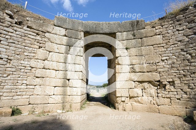 A tholos tomb with lions, Mycenae, Greece. Artist: Samuel Magal