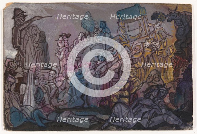 Stage design for the ballet Petrushka by I. Stravinsky. Artist: Sudeykin, Sergei Yurievich (1882-1946)