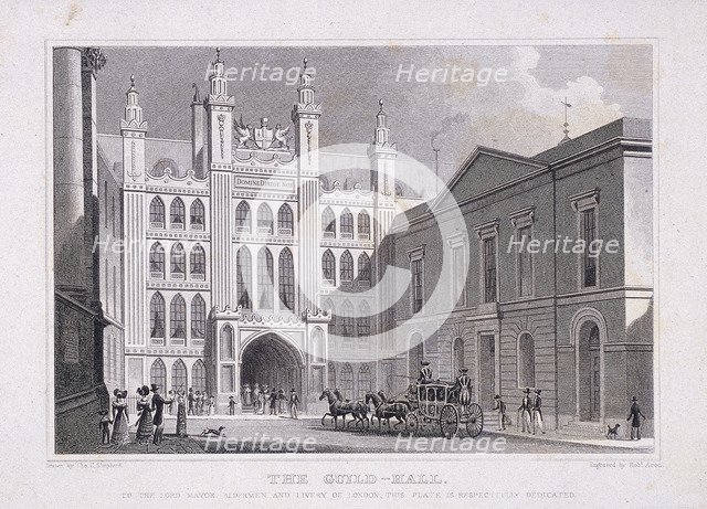 Guildhall, London, 1828. Artist: R Acon