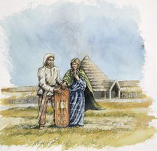Iron Age Man and Woman, c400BC, (c1990-2010). Artist: Peter Dunn.